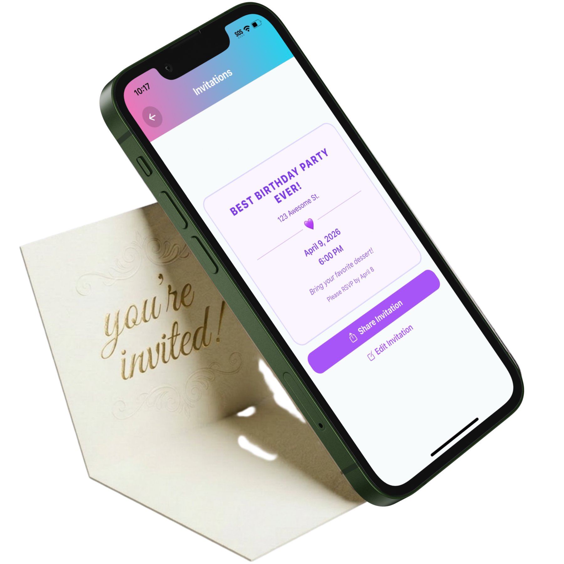 PartyBreeze app: digital invitations and RSVPs